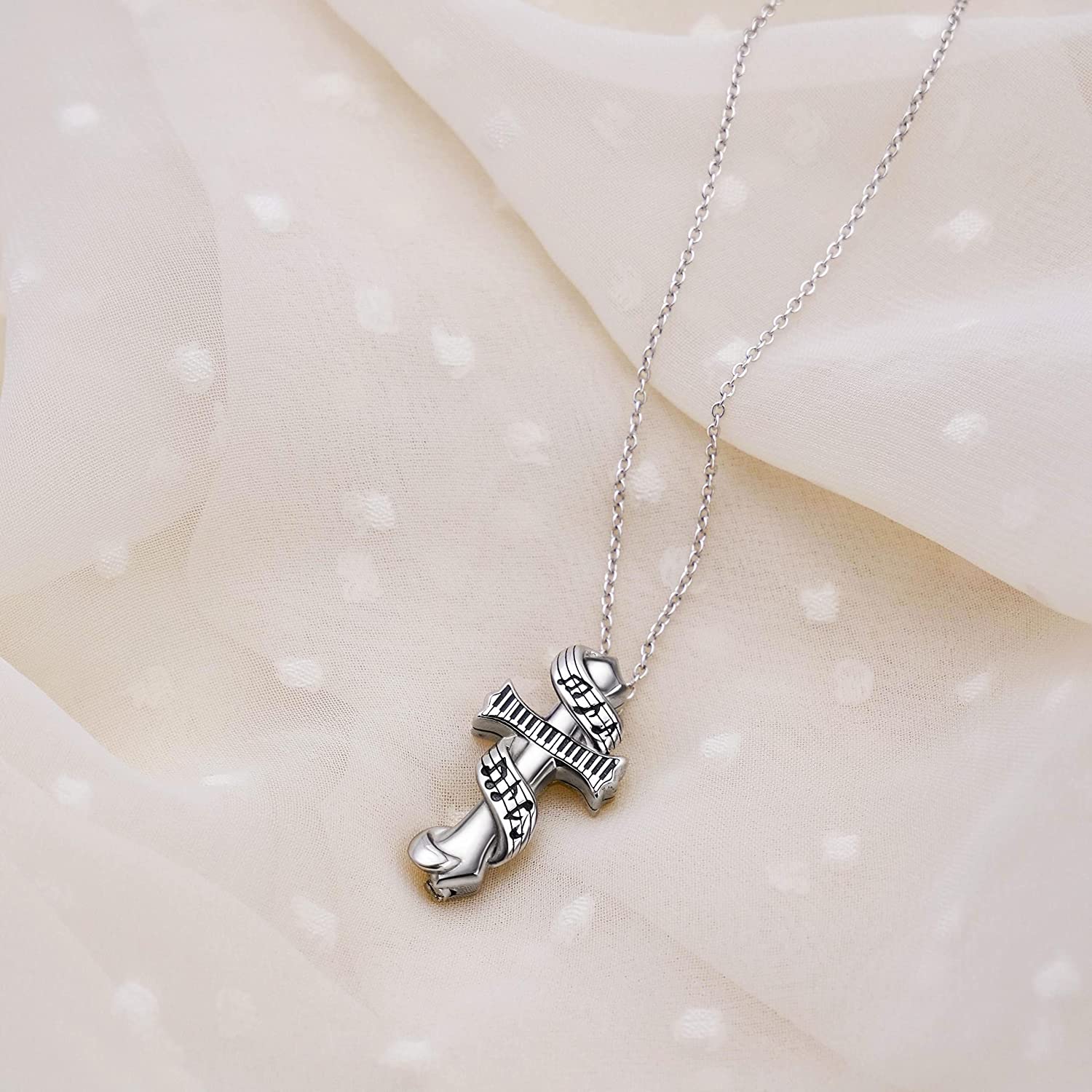 PELOVNY Urn Necklace for Ashes Tree of Life Rose Viking Music Butterfly Guitar Hummingbird Dragonfly Angel Wing Cremation Urn Pendant Necklaces S925 Sterling Silver Keepsake Memorial Remains Pendant for Women - Image 3